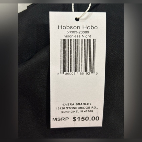 Vera Bradley Hobson Hobo Nylon Black Bag - Picture 8 of 11